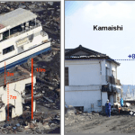 Ricostruzione dell’altezza dell’acqua marina raggiunta sul water front a Kamaishi