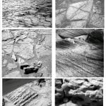 Figura 15.  Imagens panorâmicas (Pancam) de robôs a partir da qual o substrato é conhecido das dunas: formação grossa laminada (feito de sulfatos de ferro), contendo muitos curiosos e pequenas esférulas de hematite (sesquióxido de ferro, que é responsável pela cor avermelhada de Marte ).  Fundo detalhe da imagem direita sob o microscópio de laminação (MI) e esférulas.