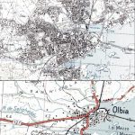 Figura 16: L'urbanizzazione di Olbia all'inizio del 1900  (immagine in basso) e alcune decine di anni fa (immagine in alto) Sono evidenti i corsi d'acqua che sono stati progressivamente inglobati nell'area urbana.