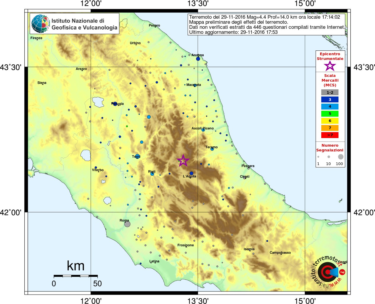 Terremoto di oggi nell'Aquilano, intensità del IV grado MCS a Rieti e ... - Meteo Web