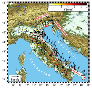 terremoto faglie italia movimenti