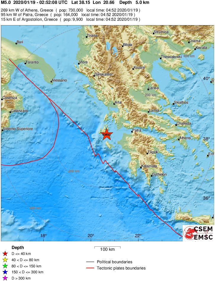 Αποτέλεσμα εικόνας για Forte terremoto in Grecia, epicentro a Cefalonia [DATI e MAPPE]