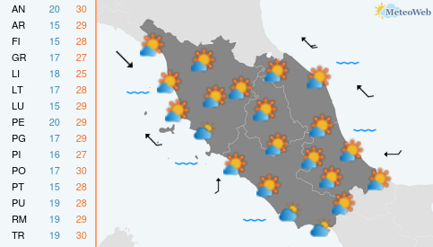 Previsioni Meteo Lunedi 15 Giugno