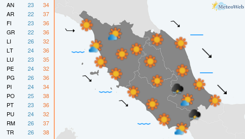 Previsioni Meteo Lunedi 10 Agosto