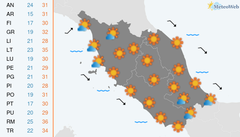 Previsioni Meteo Lunedi 31 Agosto