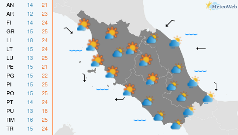 Previsioni Meteo Lunedi 12 Ottobre