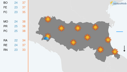 Previsioni Meteo Giovedì 30 Luglio