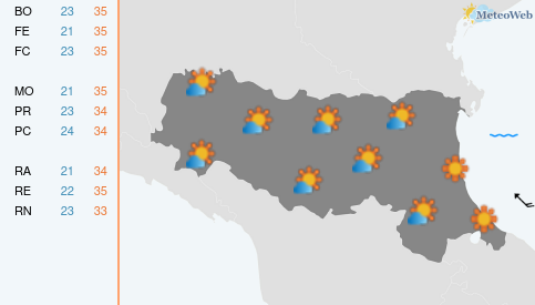 Previsioni Meteo Mercoledì 19 Agosto