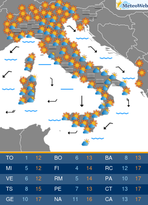 Previsioni  Meteo Sabato 13 Dicembre