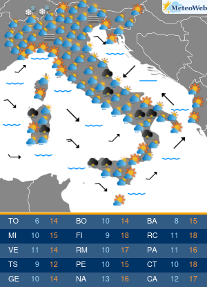 Previsioni  Meteo Venerdi 13 Marzo