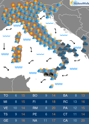 Previsioni  Meteo Martedi 17 Marzo