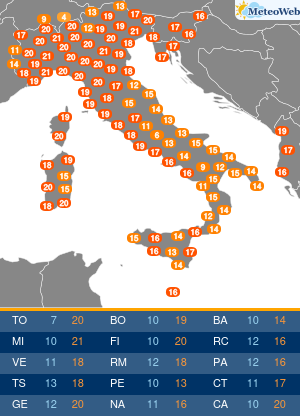 Temperature Massime Venerdi 3 Aprile