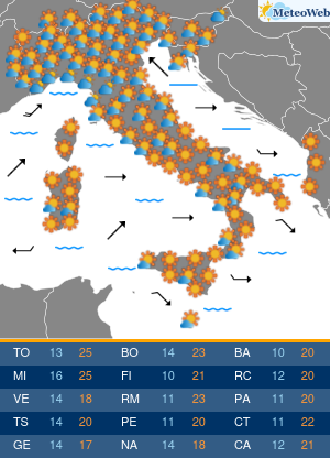 Previsioni  Meteo Lunedi 6 Aprile