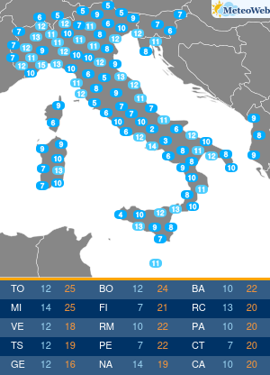 Temperature Minime Lunedi 6 Aprile