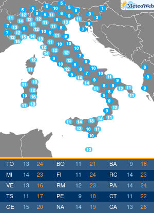 Temperature Minime Venerdi 10 Aprile