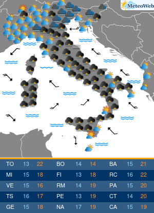 Previsioni  Meteo Martedi 14 Aprile