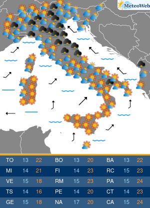 Previsioni  Meteo Lunedi 20 Aprile