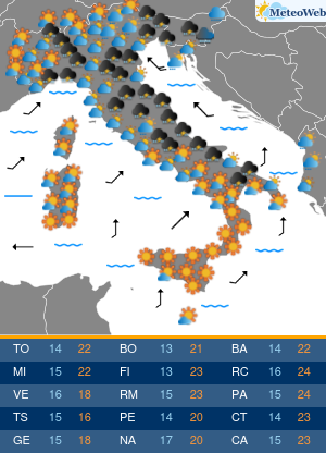 Previsioni  Meteo Lunedi 20 Aprile
