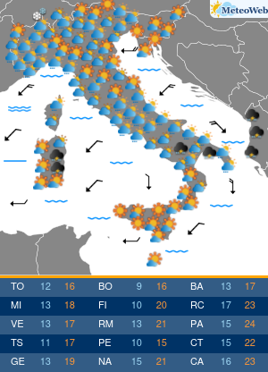 Previsioni  Meteo Mercoledi 22 Aprile