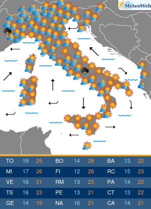 Previsioni  Meteo Lunedi 27 Aprile