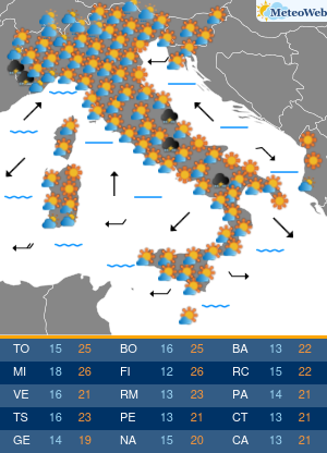 Previsioni  Meteo Lunedi 27 Aprile
