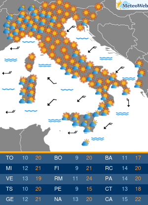 Previsioni  Meteo Venerdi 1 Maggio