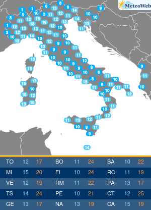 Temperature Minime Lunedi 4 Maggio