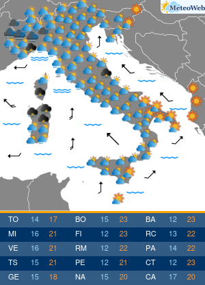 Previsioni  Meteo Lunedi 4 Maggio