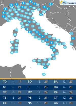 Temperature Minime Lunedi 4 Maggio