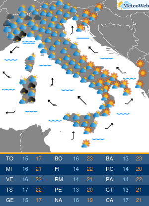 Previsioni  Meteo Lunedi 4 Maggio