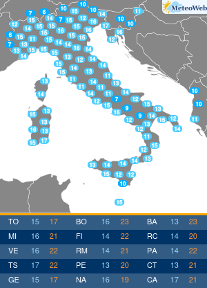 Temperature Minime Lunedi 4 Maggio