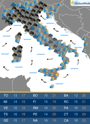 Previsioni  Meteo Martedi 5 Maggio