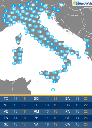 Temperature Minime Martedi 5 Maggio