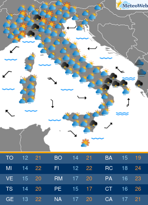 Previsioni  Meteo Venerdi 8 Maggio