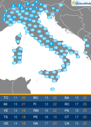 Temperature Minime Giovedi 7 Maggio