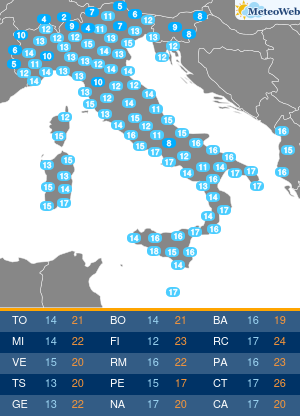 Temperature Minime Venerdi 8 Maggio