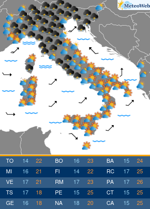 Previsioni Meteo Lunedi 11 Maggio