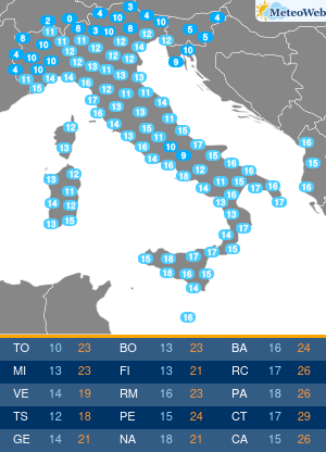 Temperature Minime Martedi 12 Maggio