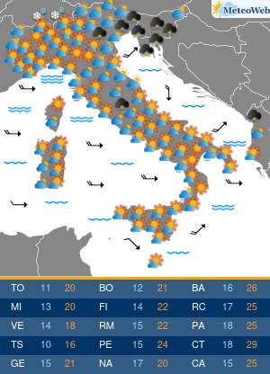Previsioni  Meteo Martedi 12 Maggio
