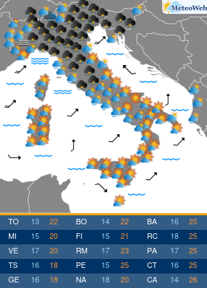 Previsioni Meteo Lunedi 11 Maggio