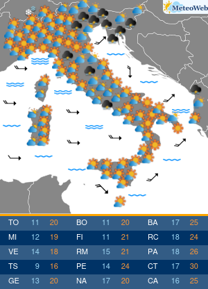 Previsioni  Meteo Martedi 12 Maggio