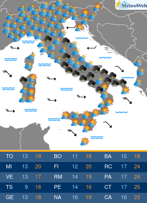 Previsioni  Meteo Mercoledi 13 Maggio
