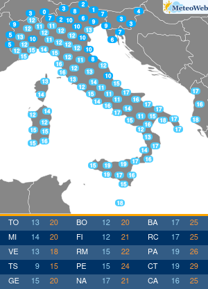 Temperature Minime Martedi 12 Maggio