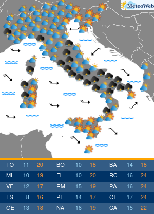 Previsioni  Meteo Mercoledi 13 Maggio