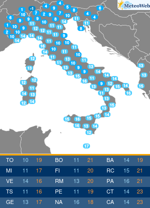 Temperature Minime Giovedi 14 Maggio