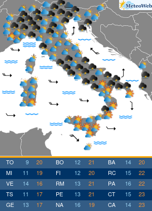 Previsioni  Meteo Giovedi 14 Maggio