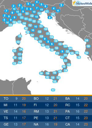 Temperature Minime Giovedi 14 Maggio