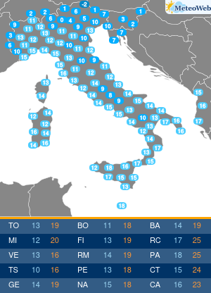 Temperature Minime Mercoledi 13 Maggio