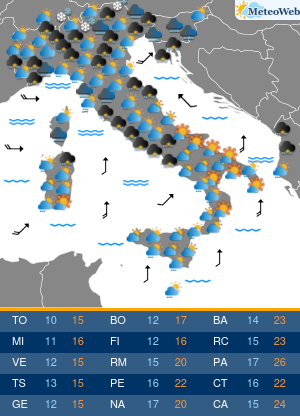 Previsioni  Meteo Venerdi 15 Maggio