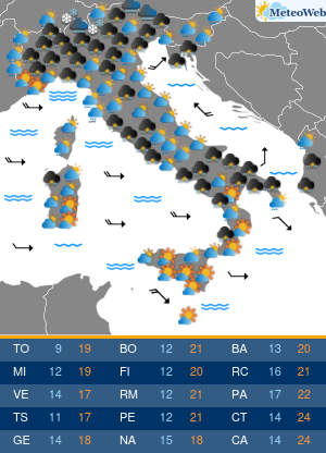Previsioni Meteo Giovedi 14 Maggio